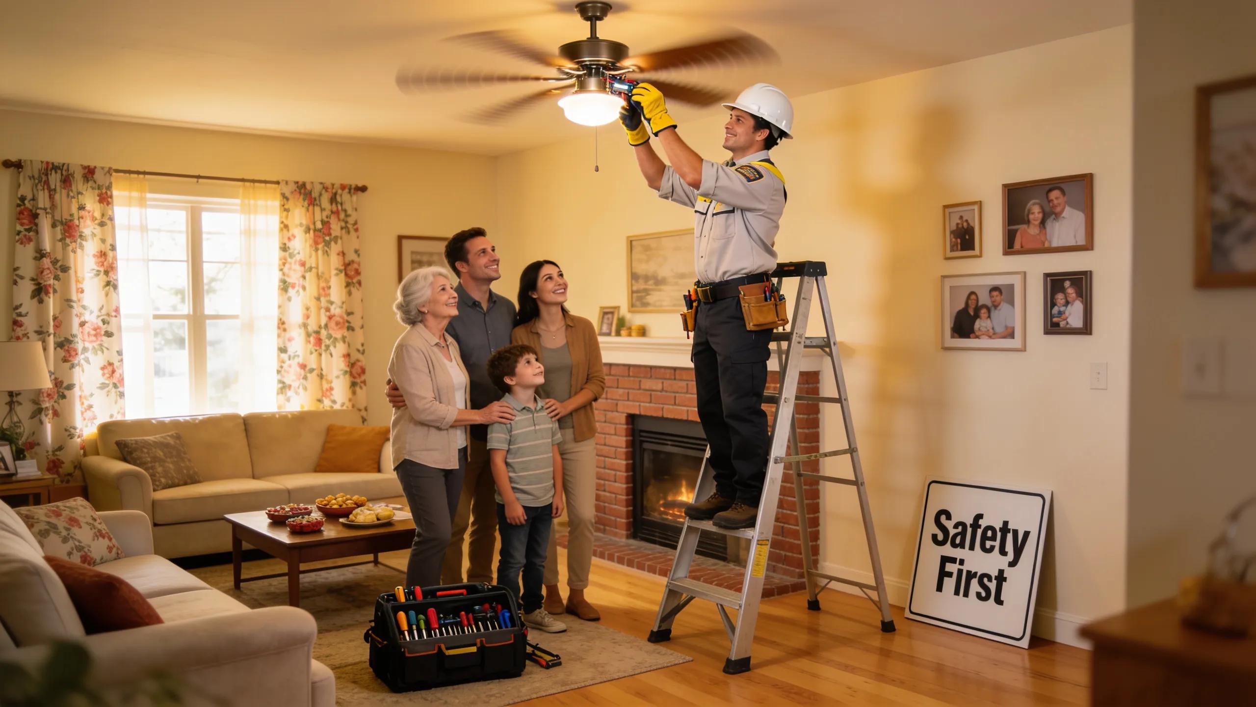 Family enjoying residential electrical solutions with a professional electrician