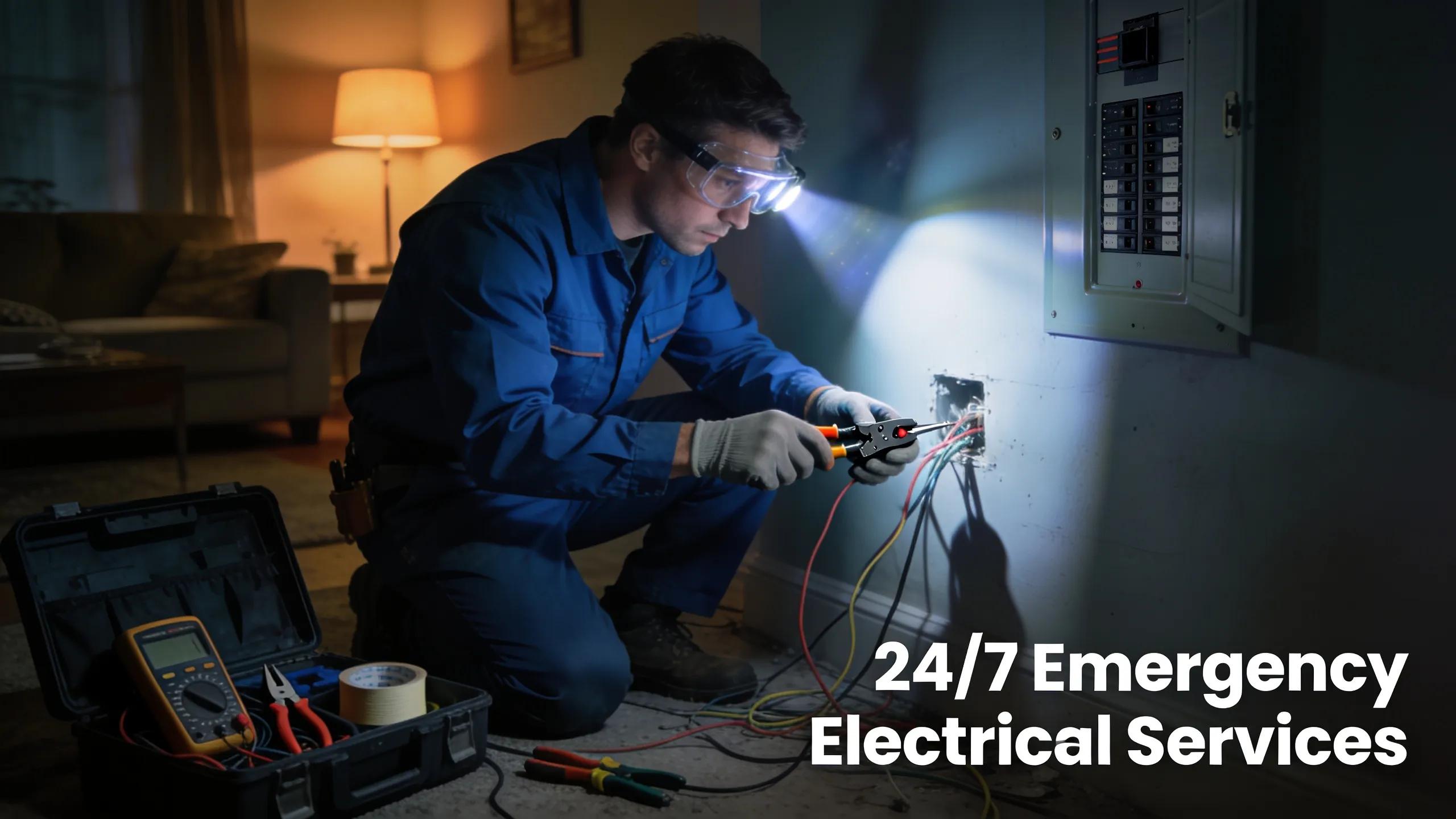 Electrician addressing emergency electrical repairs to ensure home safety and functionality